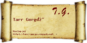 Tarr Gergő névjegykártya